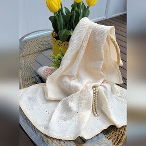 Handcrafted 100% cotton baby blanket and swaddle NEW
